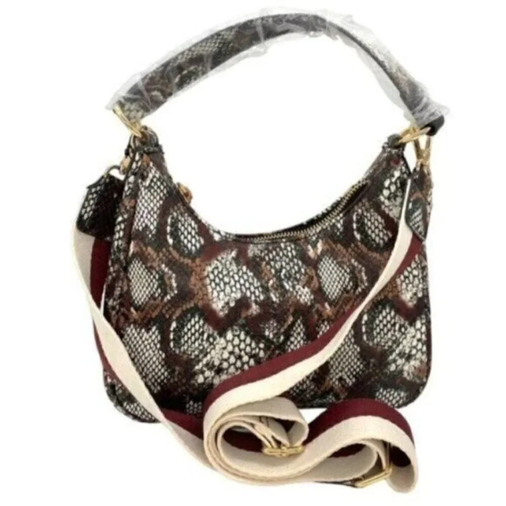INC International Concepts Zaree Snakeskin Python Print Shoulder Crossbody Bag